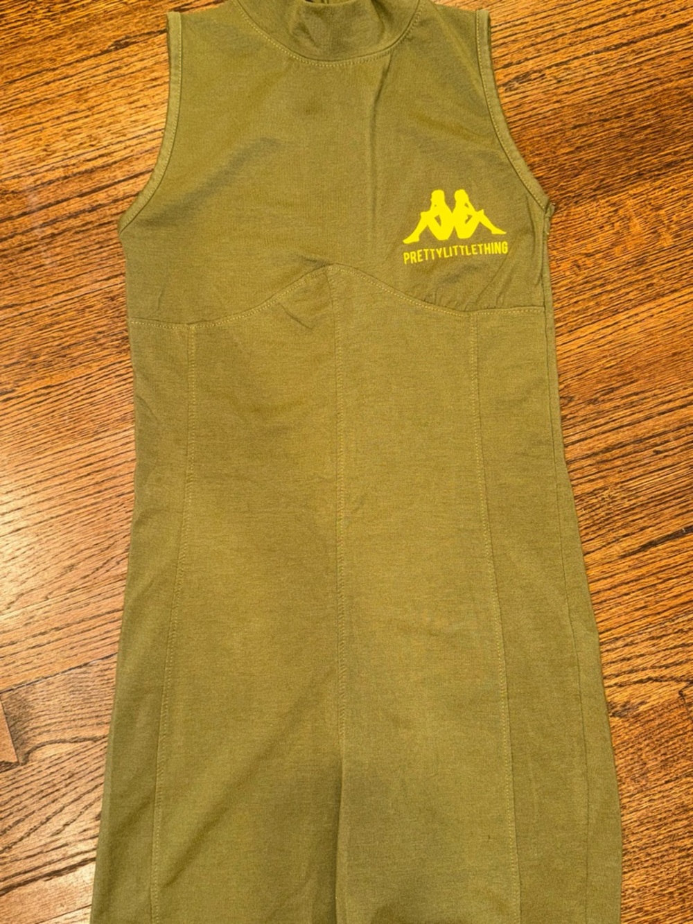 PrettyLittleThing Olive Green Logo Top with Back Zip